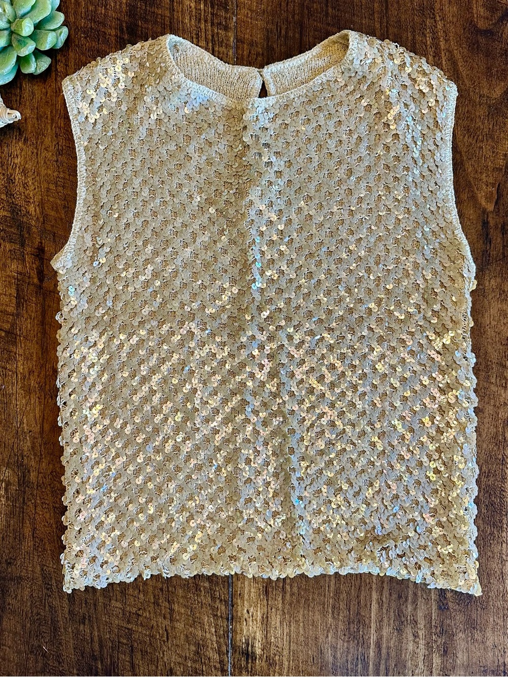 Vintage Stylebest Knitting Mills Sequin Shell Top Union Made USA, Size S/M